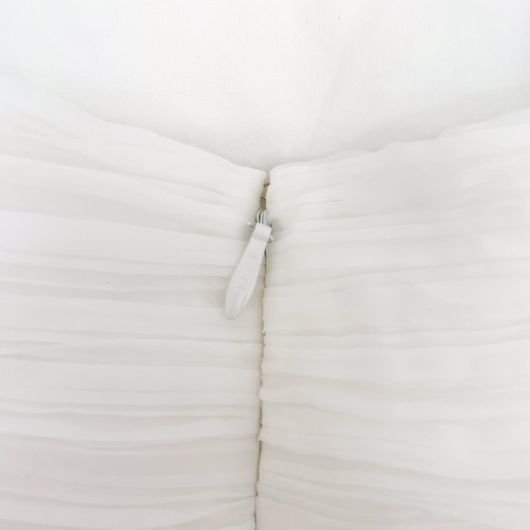 Aje Dress Expressive Mini White Strapless Pleated Ruffles Wedding Bride Large 8 - Picture 10 of 13
